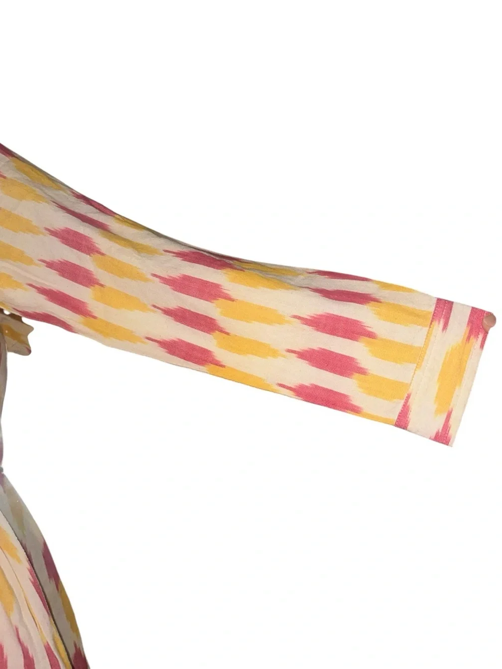 Lilla P Shirt Dress Taffy Ikat Vibrant Pink & Orange On Cream Background Sz S